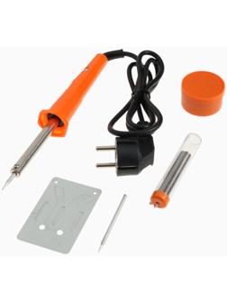 Паяльный набор ТУНДРА, паяльник 30 Вт, подставка, жало, паста, припой, 5 предметов