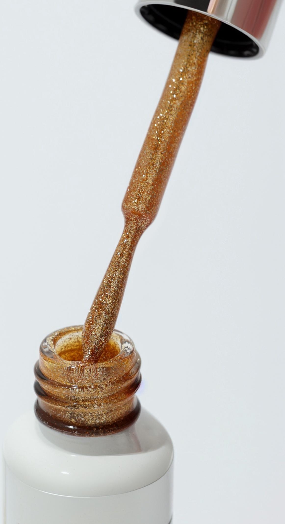 Гель для дизайна ногтей, с блёстками, LED/UV, 8 мл, цвет золотистый