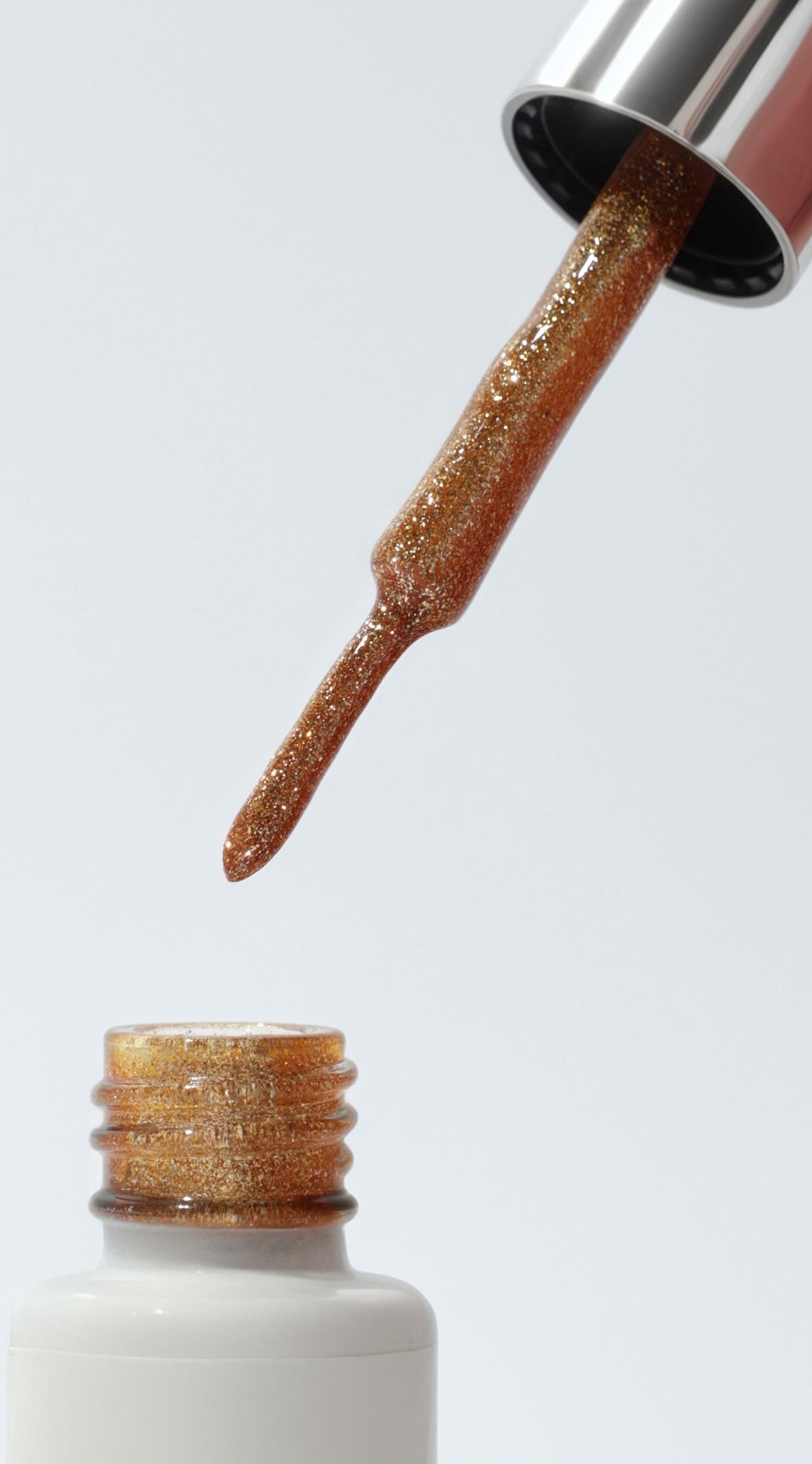 Гель для дизайна ногтей, с блёстками, LED/UV, 8 мл, цвет золотистый