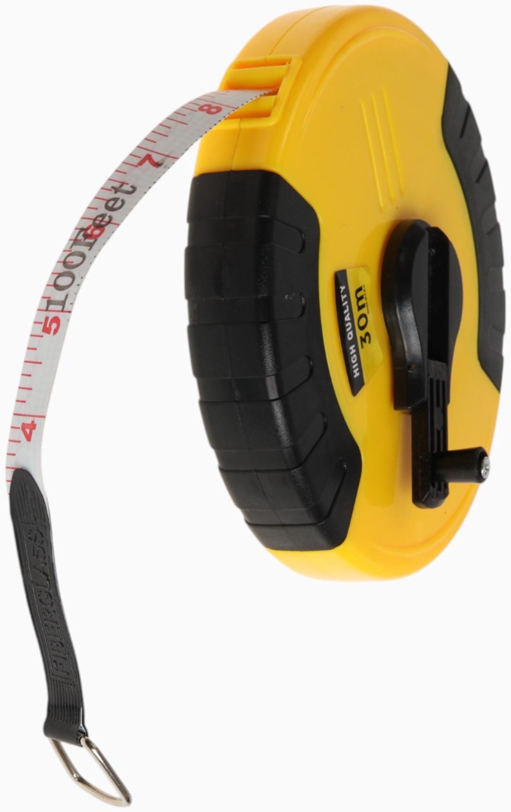 Рулетка геодезическая ТУНДРА, ПВХ лента, закрытый корпус, 30 м × 15 мм
