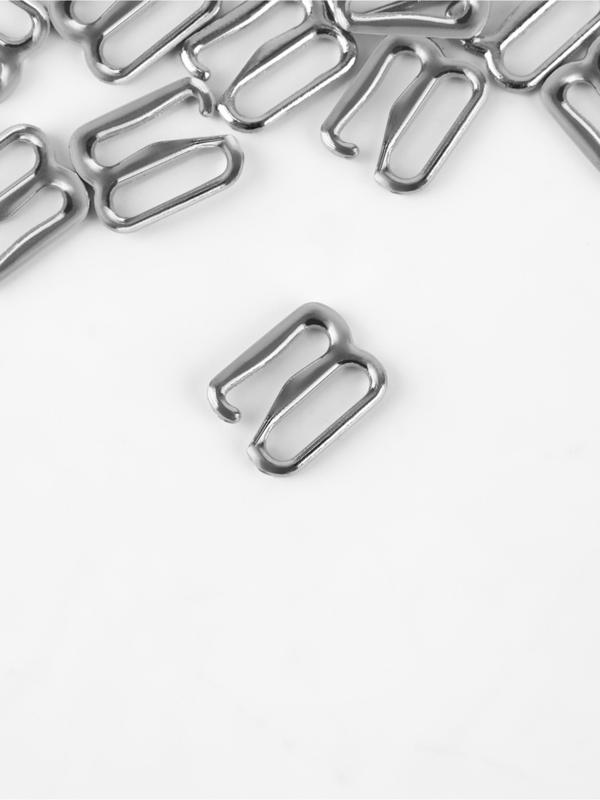 Крючок для бретелей, металлический, 8 мм, набор 20 шт., цвет серебряный