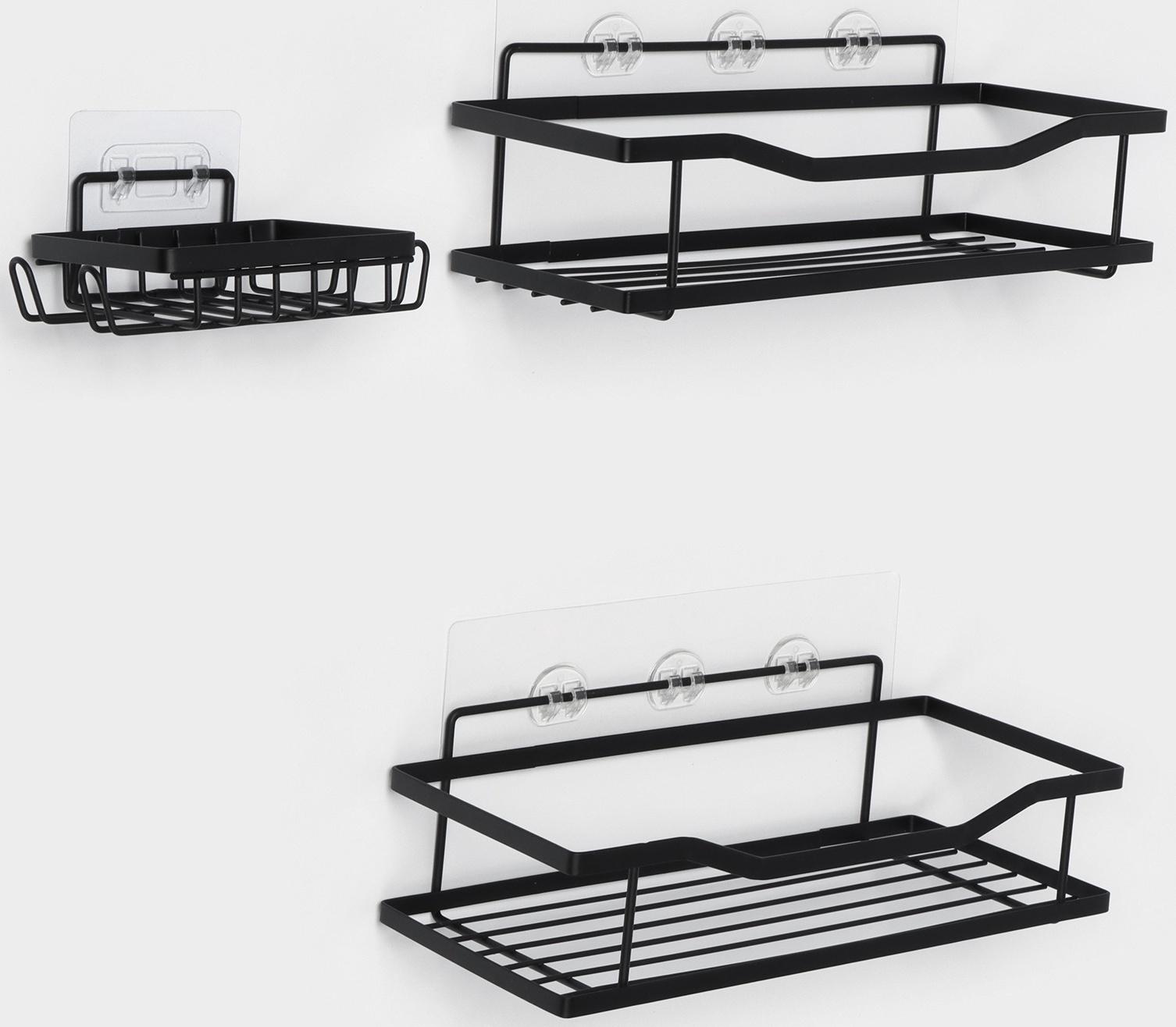 Полки для ванной Stölz, 2 шт., мыльница, чёрные