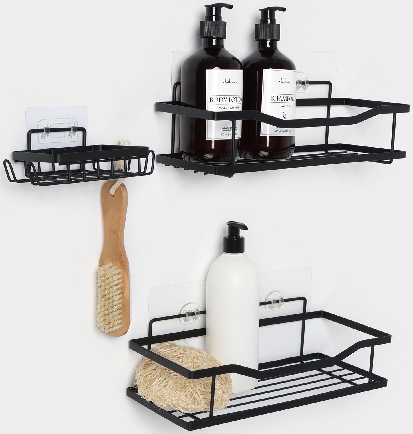 Полки для ванной Stölz, 2 шт., мыльница, чёрные