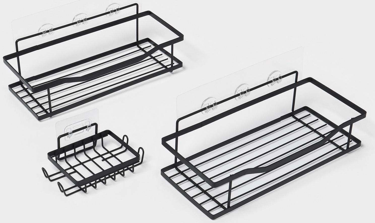 Полки для ванной Stölz, 2 шт., мыльница, чёрные