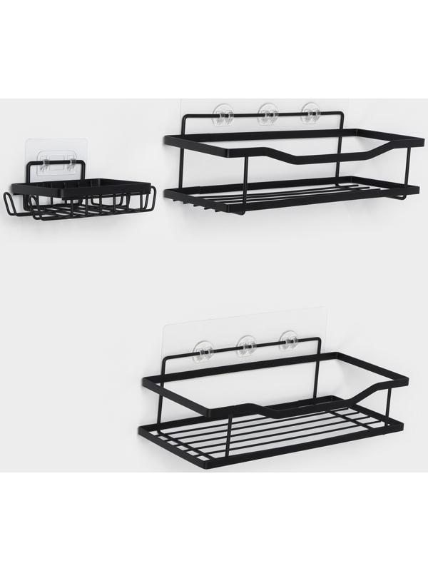 Полки для ванной Stölz, 2 шт., мыльница, чёрные