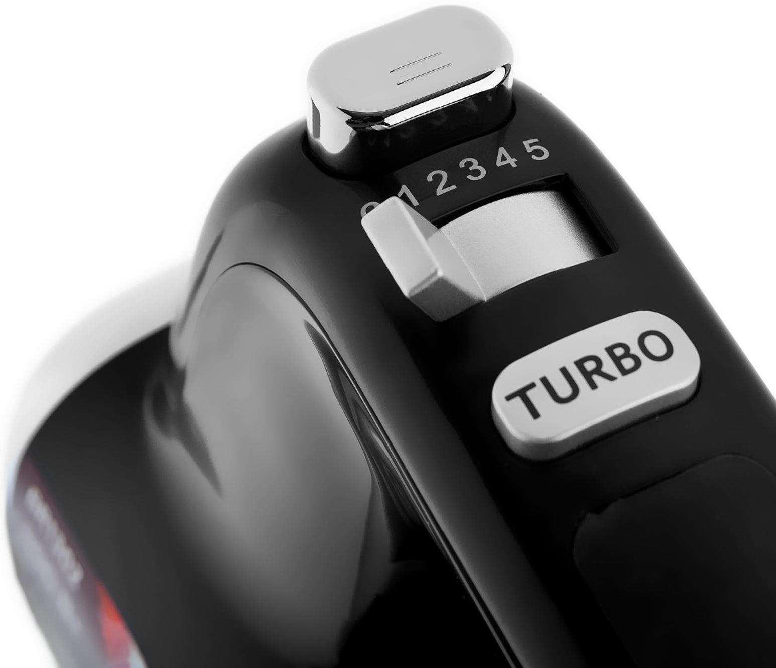 Миксер BRAYER 1302BR, ручной, 800 Вт, 5 скоростей, 2 насадки, чёрно-серый