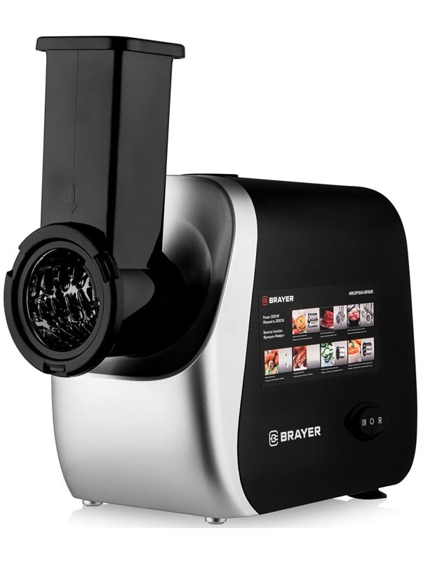 Мясорубка BRAYER 1608BR, электрическая, 2000 Вт, реверс, 3 диска, 4 насадки, 2 кг/мин