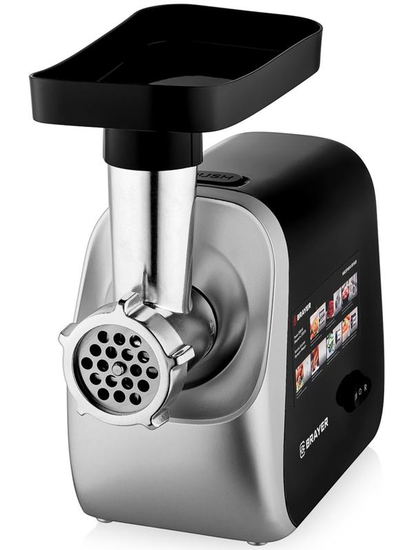 Мясорубка BRAYER 1608BR, электрическая, 2000 Вт, реверс, 3 диска, 4 насадки, 2 кг/мин