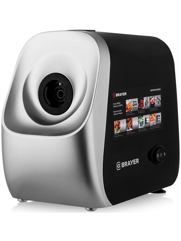 Мясорубка BRAYER 1608BR, электрическая, 2000 Вт, реверс, 3 диска, 4 насадки, 2 кг/мин