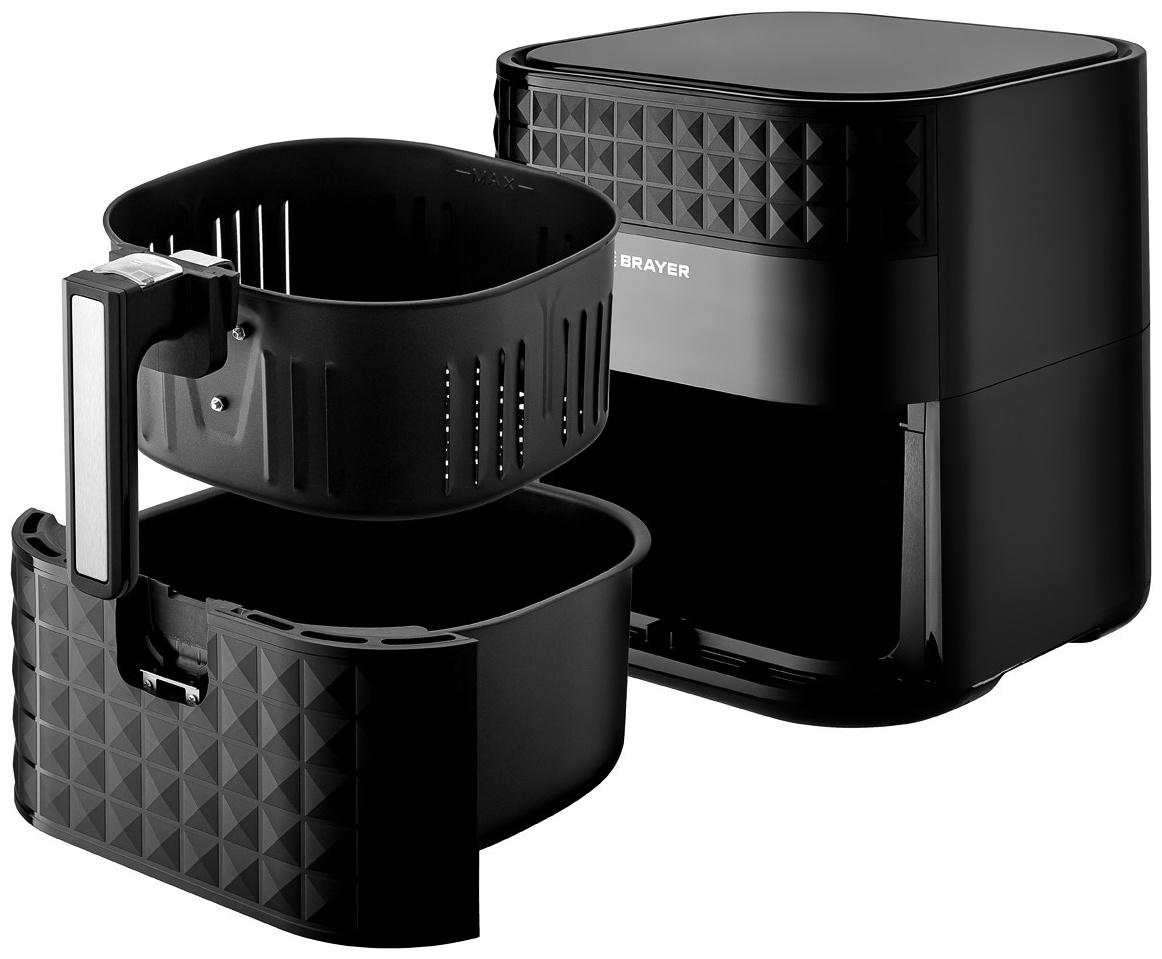 Аэрогриль BRAYER 2035BR, 1800 Вт, 6 литров, 7 программ, 80-200°С, таймер, сенсорный, чёрный