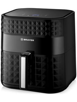Аэрогриль BRAYER 2035BR, 1800 Вт, 6 литров, 7 программ, 80-200°С, таймер, сенсорный, чёрный