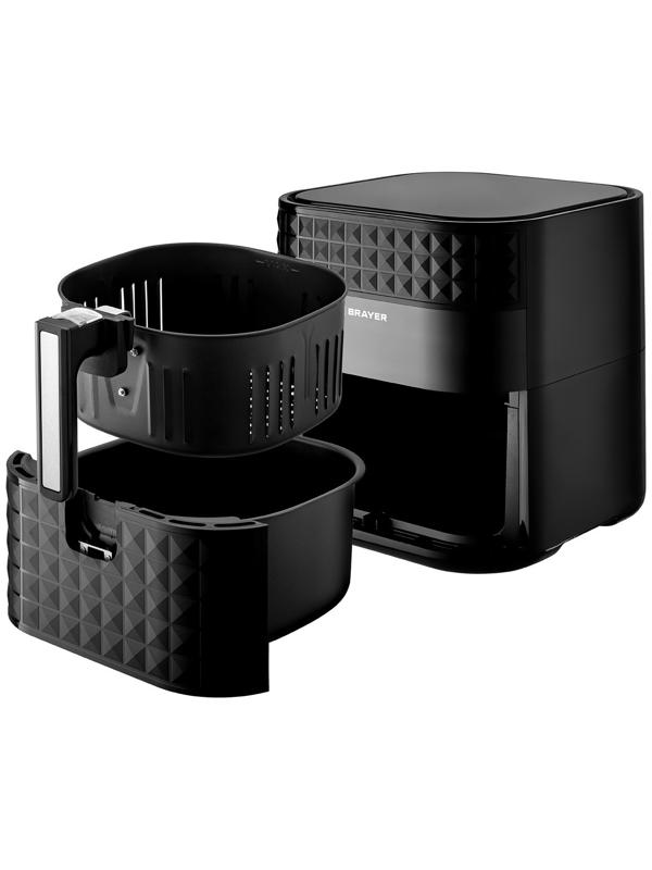 Аэрогриль BRAYER 2035BR, 1800 Вт, 6 литров, 7 программ, 80-200°С, таймер, сенсорный, чёрный