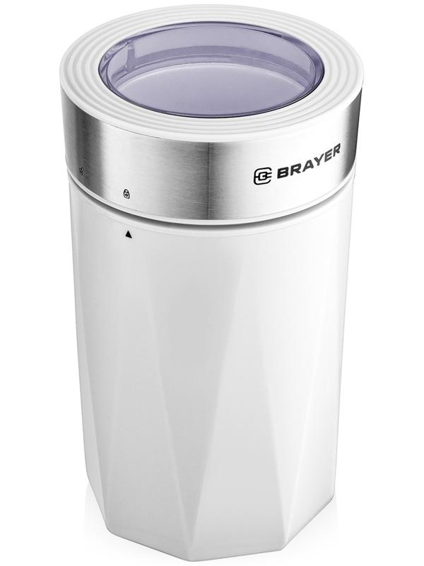Кофемолка BRAYER 1188BR, электрическая, ножевая, 150 Вт, 60 грамм, белая
