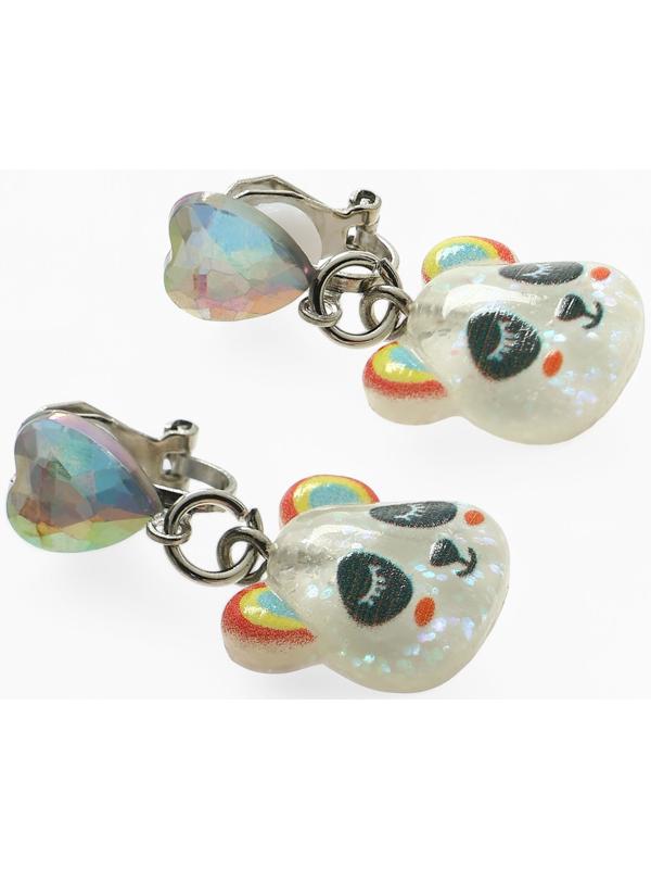 Серьги-клипсы детские «Выбражулька» панда с сердцем кристалл, цветные