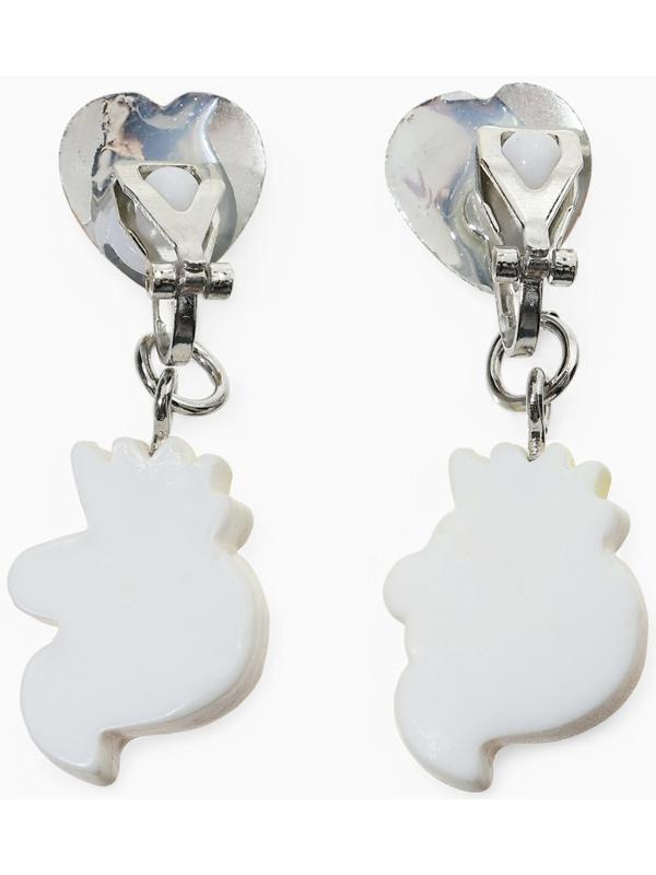 Серьги-клипсы детские «Выбражулька» единорог драгоценность с сердцем кристалл, жёлто-белые