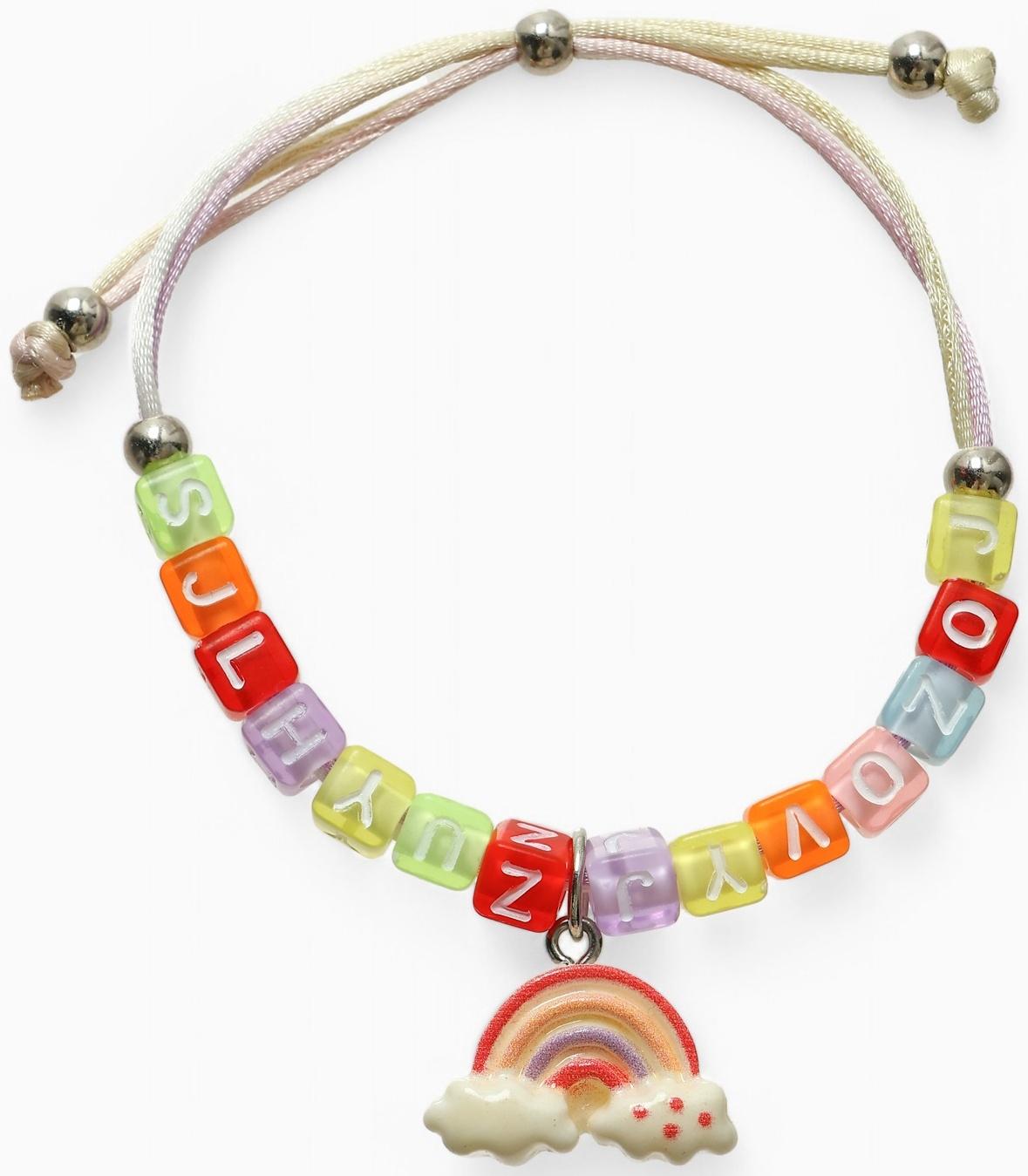Браслет детский «Выбражулька» на затяжке, радуга с бусинами, цветной