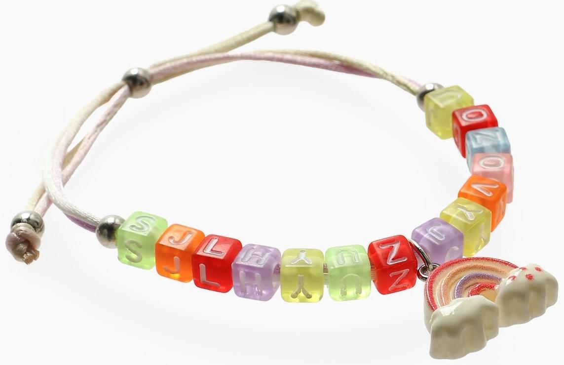 Браслет детский «Выбражулька» на затяжке, радуга с бусинами, цветной