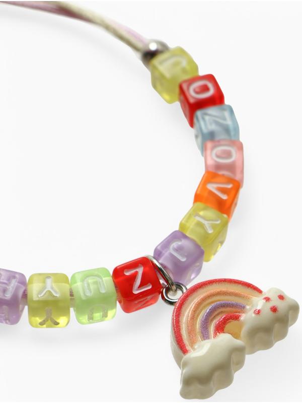 Браслет детский «Выбражулька» на затяжке, радуга с бусинами, цветной