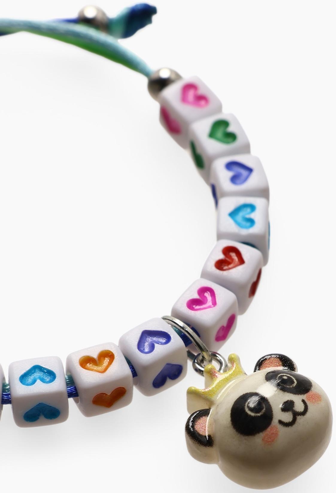 Браслет детский «Выбражулька» на затяжке, панда с бусинами, цветной