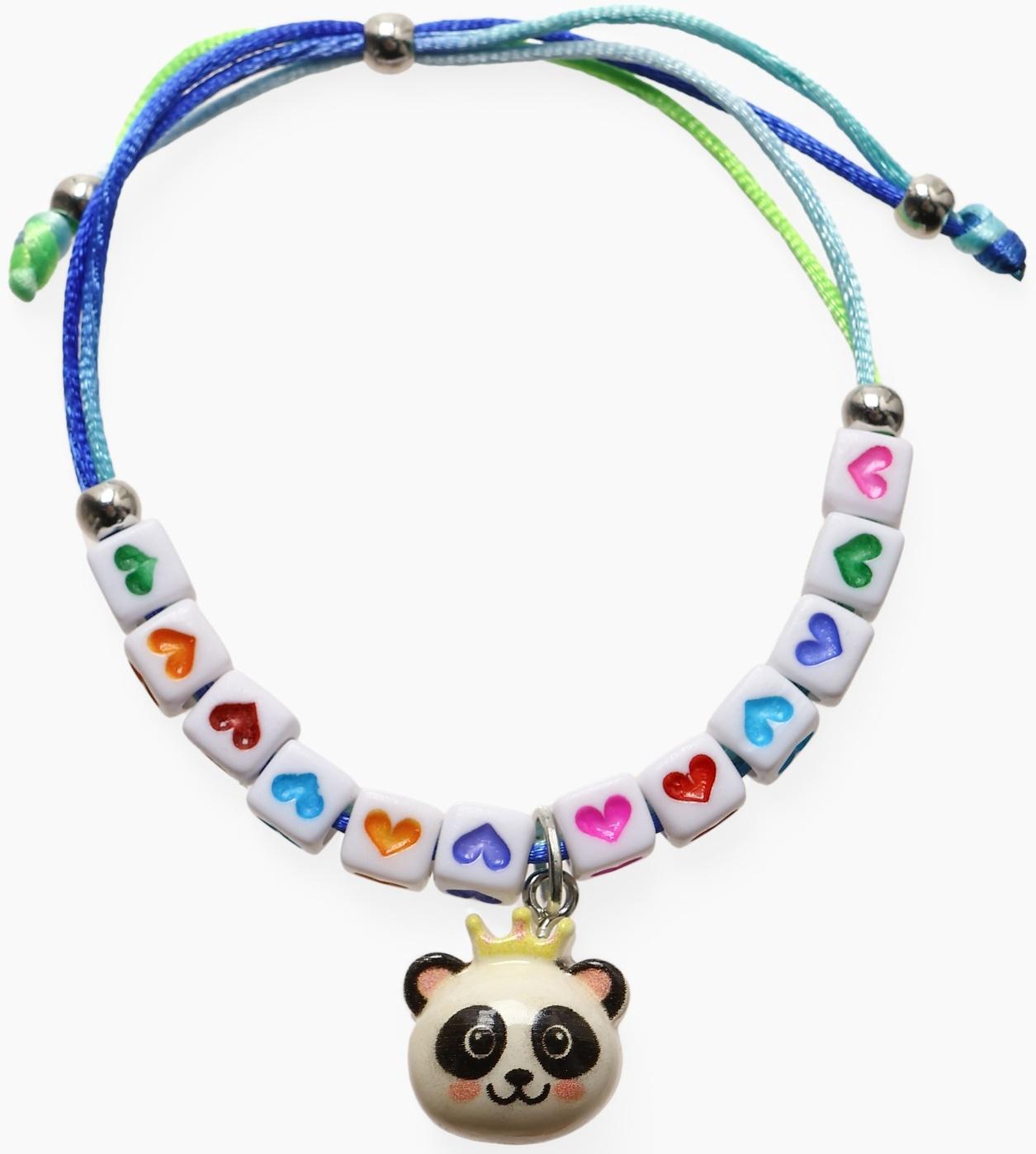 Браслет детский «Выбражулька» на затяжке, панда с бусинами, цветной