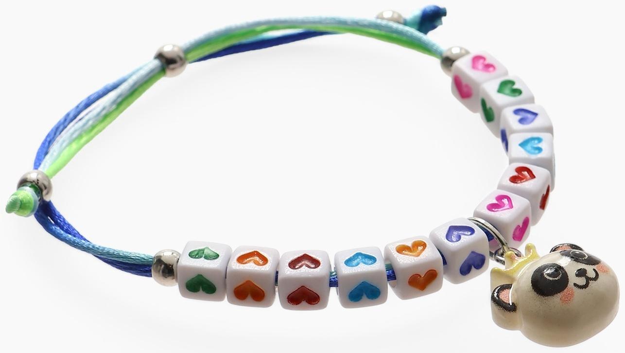 Браслет детский «Выбражулька» на затяжке, панда с бусинами, цветной