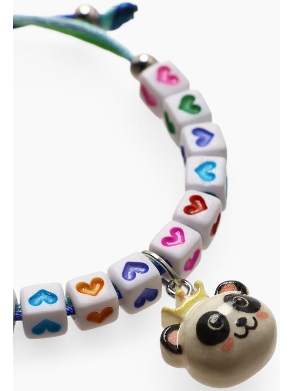Браслет детский «Выбражулька» на затяжке, панда с бусинами, цветной