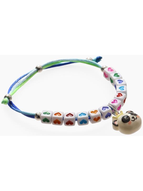 Браслет детский «Выбражулька» на затяжке, панда с бусинами, цветной