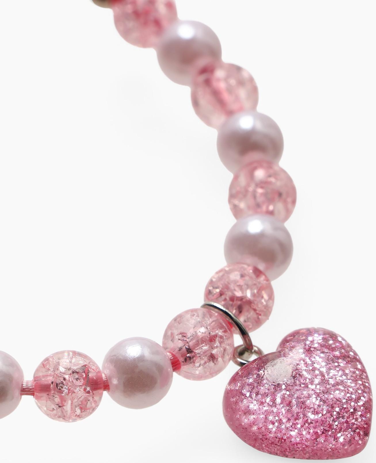 Браслет детский «Выбражулька» на затяжке, сердце с бусинами, розовый