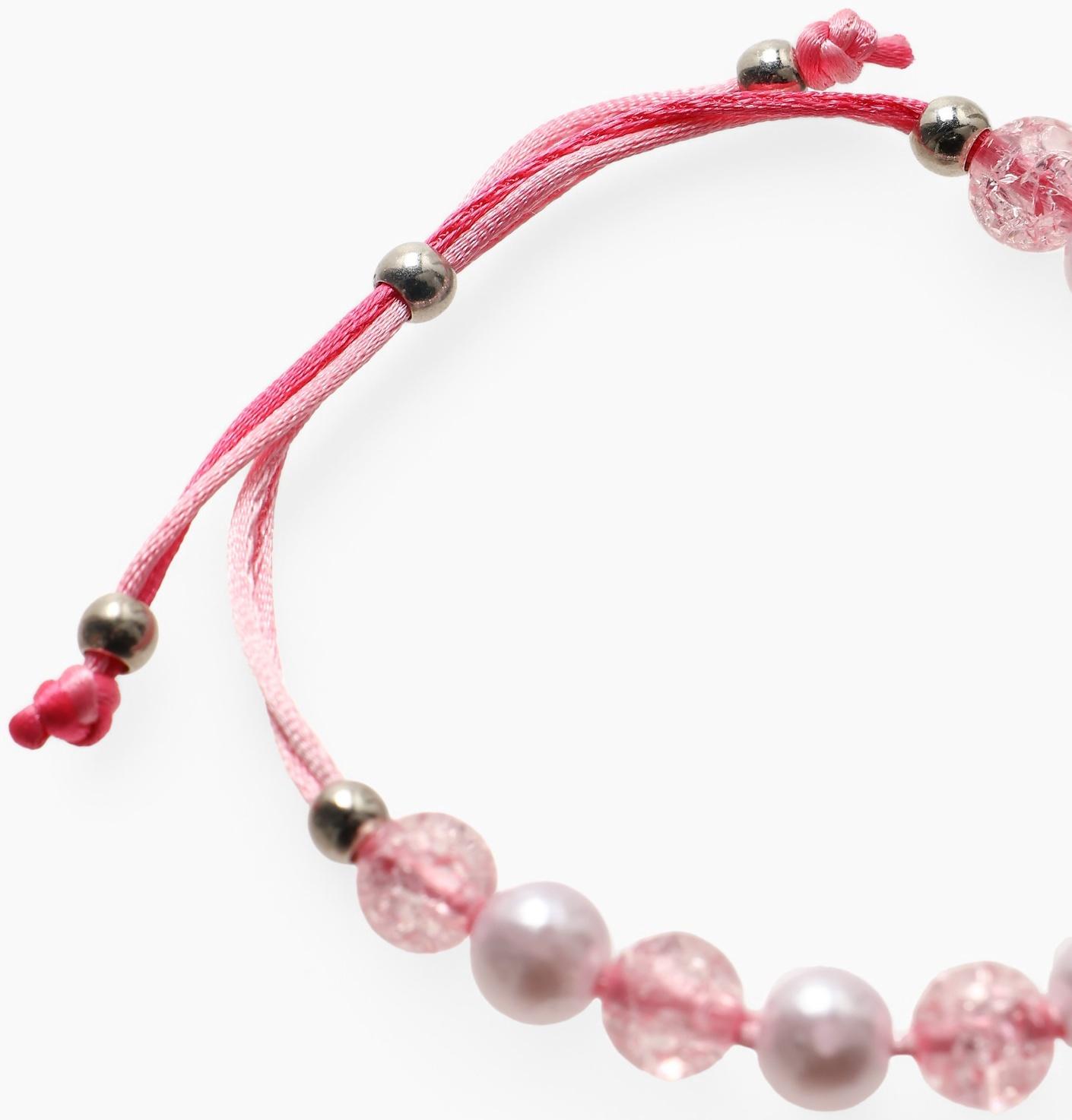 Браслет детский «Выбражулька» на затяжке, сердце с бусинами, розовый