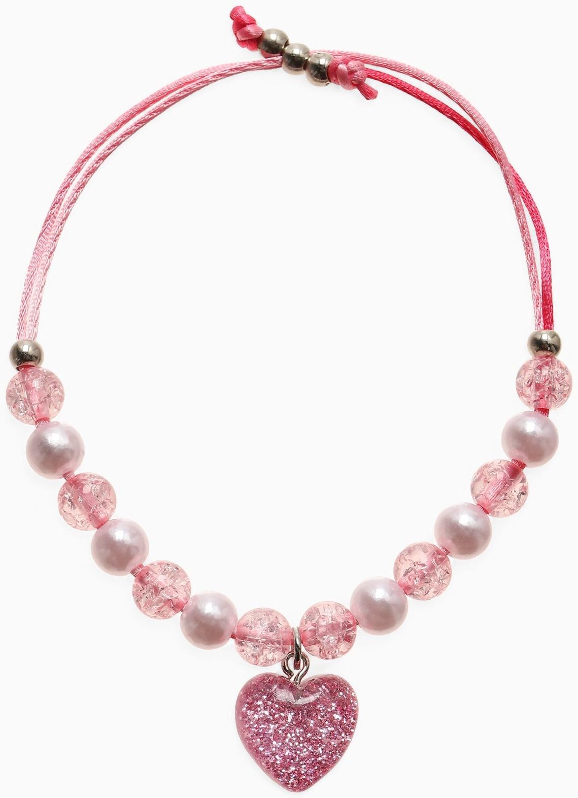 Браслет детский «Выбражулька» на затяжке, сердце с бусинами, розовый