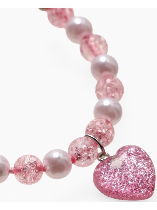 Браслет детский «Выбражулька» на затяжке, сердце с бусинами, розовый