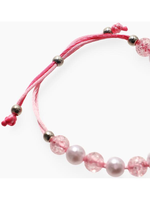 Браслет детский «Выбражулька» на затяжке, сердце с бусинами, розовый