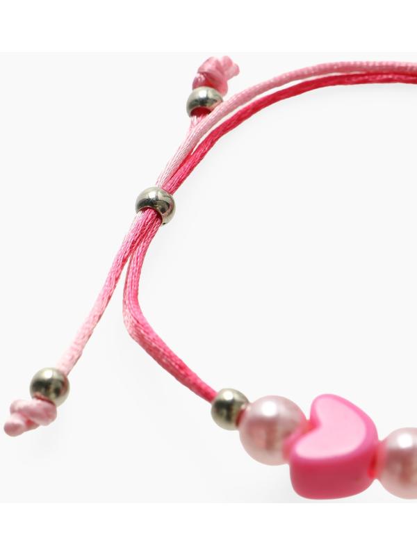 Браслет детский «Выбражулька» на затяжке, бабочка с бусинами сердце, розовый