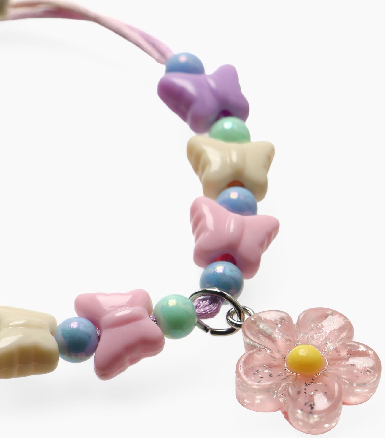 Браслет детский «Выбражулька» на затяжке,, цветок с бусинами бабочки, цветной