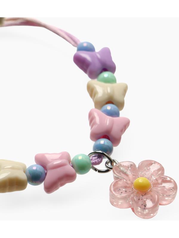 Браслет детский «Выбражулька» на затяжке,, цветок с бусинами бабочки, цветной