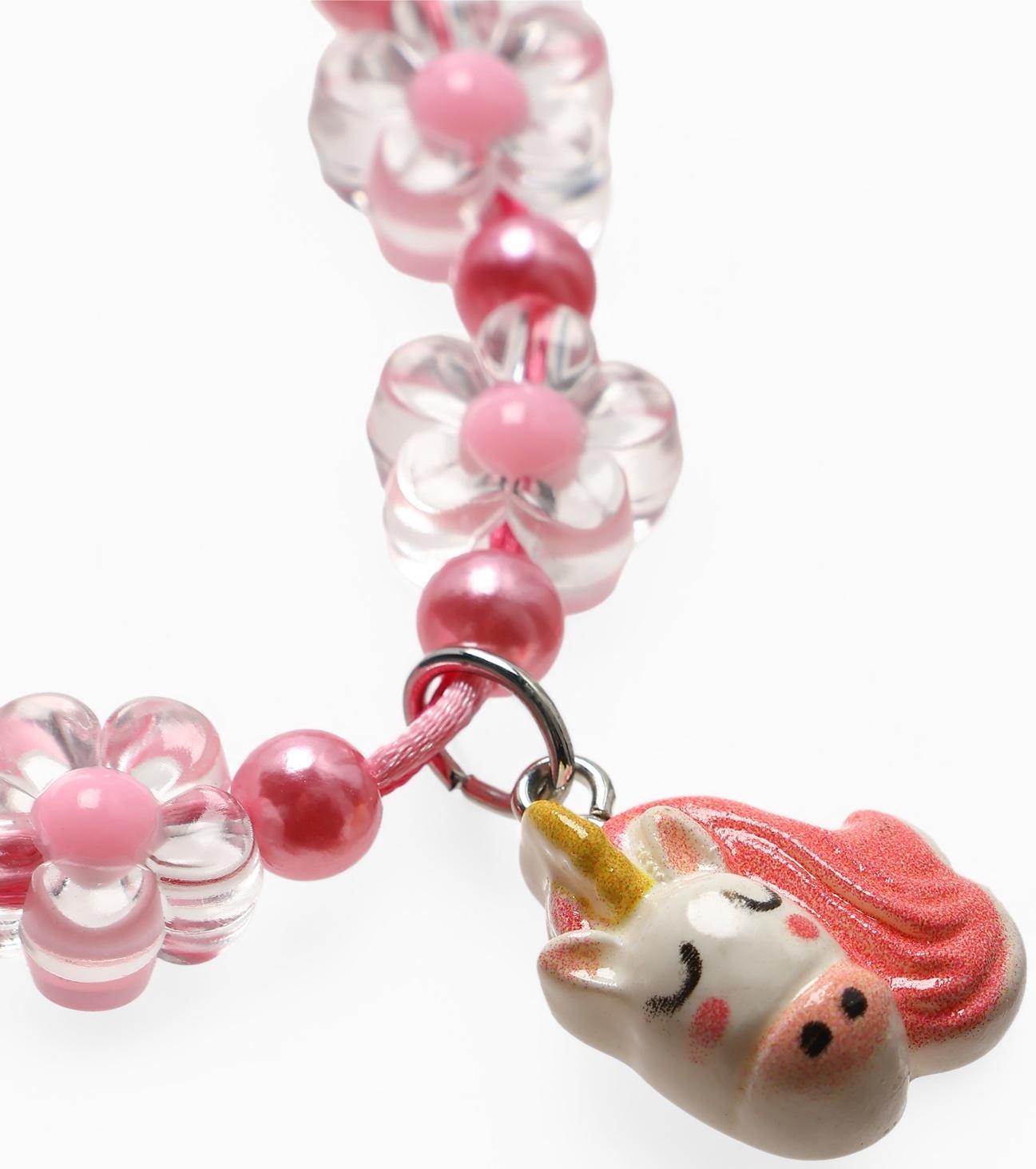 Браслет детский «Выбражулька» на затяжке, единорог с бусинами цветы, цветной