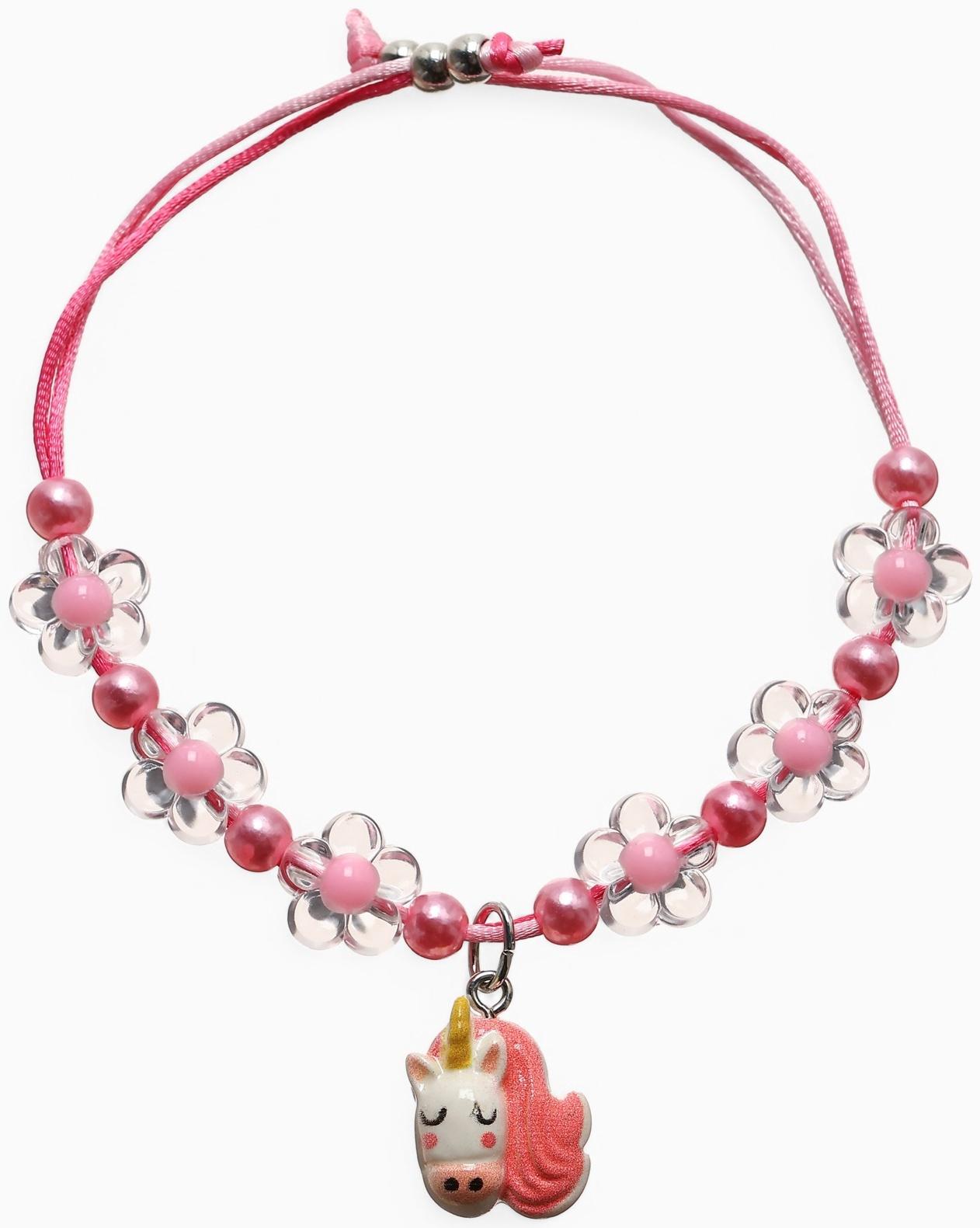 Браслет детский «Выбражулька» на затяжке, единорог с бусинами цветы, цветной