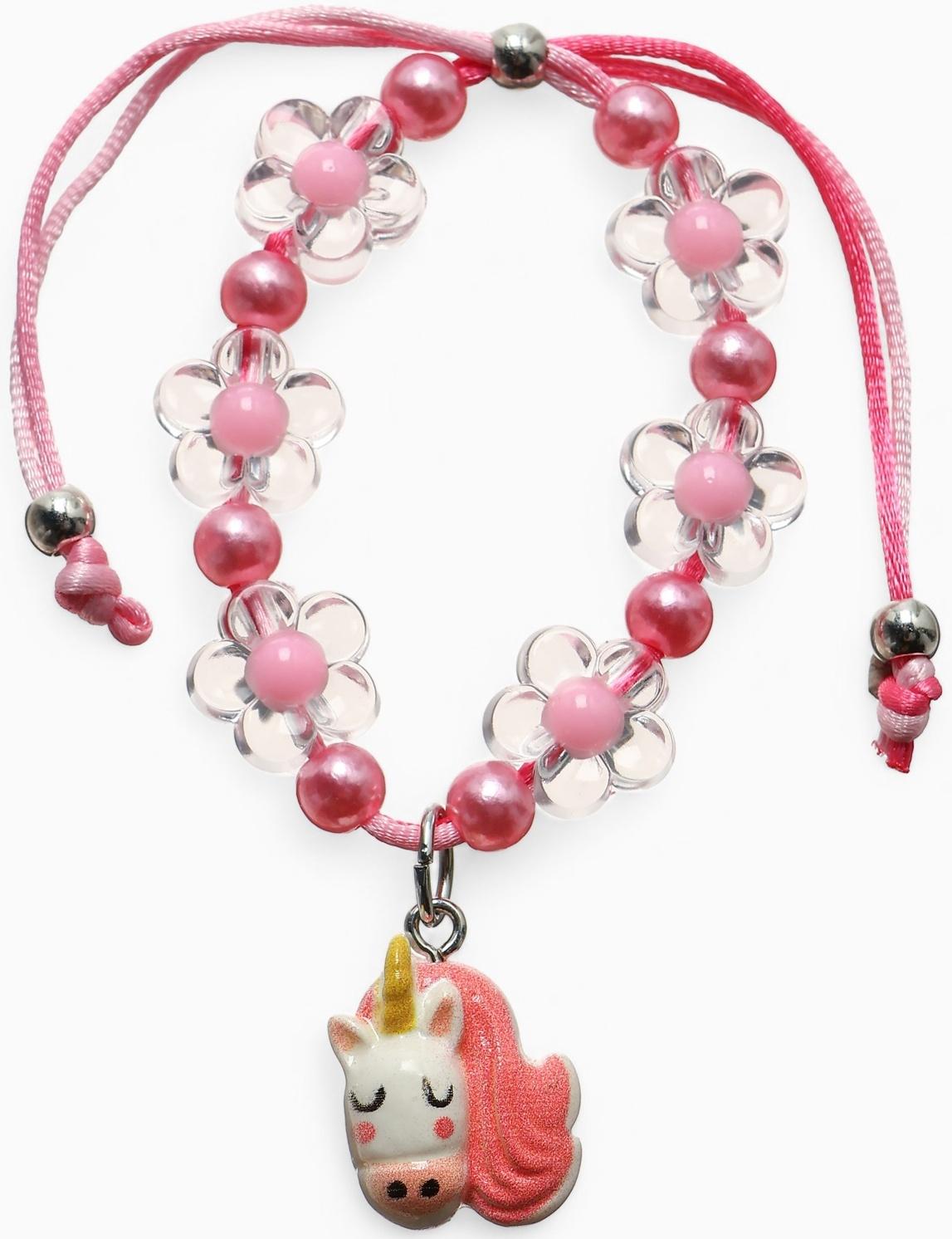 Браслет детский «Выбражулька» на затяжке, единорог с бусинами цветы, цветной