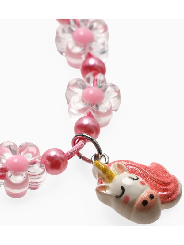 Браслет детский «Выбражулька» на затяжке, единорог с бусинами цветы, цветной