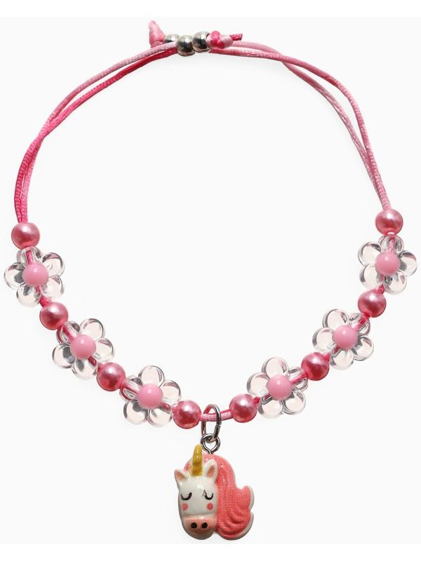 Браслет детский «Выбражулька» на затяжке, единорог с бусинами цветы, цветной