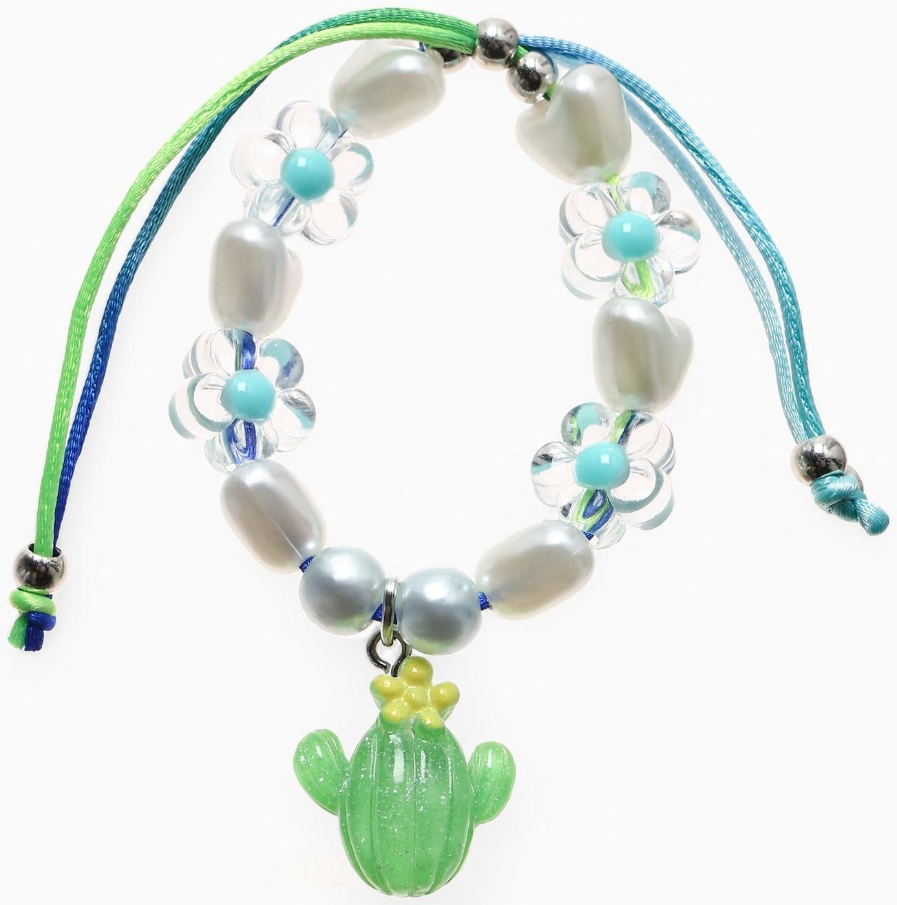 Браслет детский «Выбражулька» на затяжке, кактус с бусинами цветы, цветной