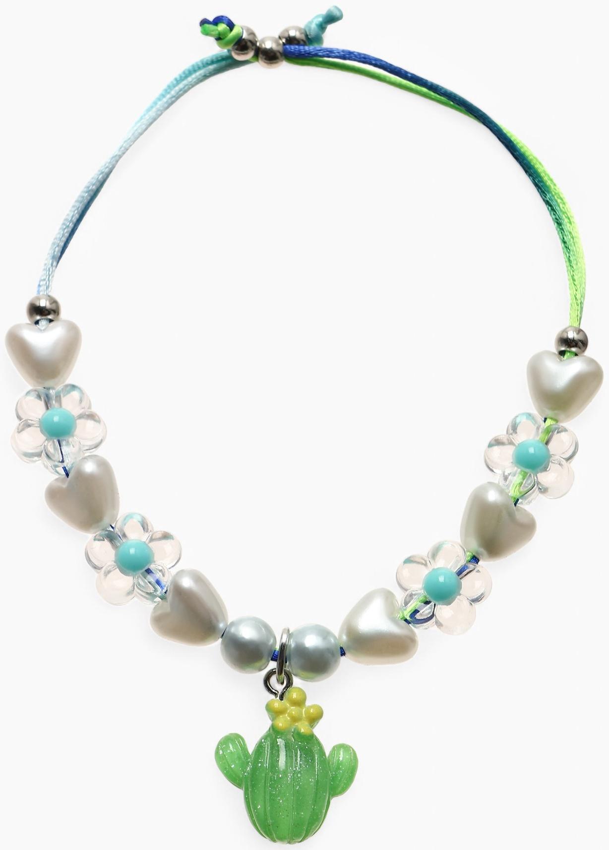 Браслет детский «Выбражулька» на затяжке, кактус с бусинами цветы, цветной