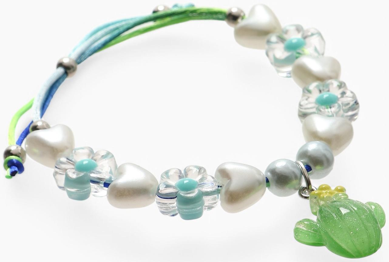 Браслет детский «Выбражулька» на затяжке, кактус с бусинами цветы, цветной