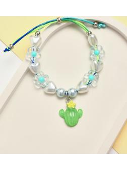 Браслет детский «Выбражулька» на затяжке, кактус с бусинами цветы, цветной