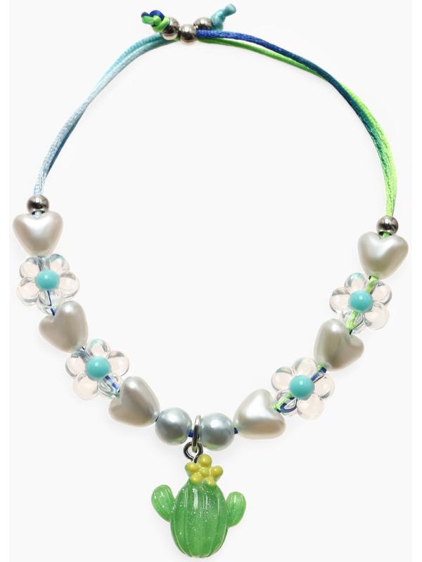 Браслет детский «Выбражулька» на затяжке, кактус с бусинами цветы, цветной