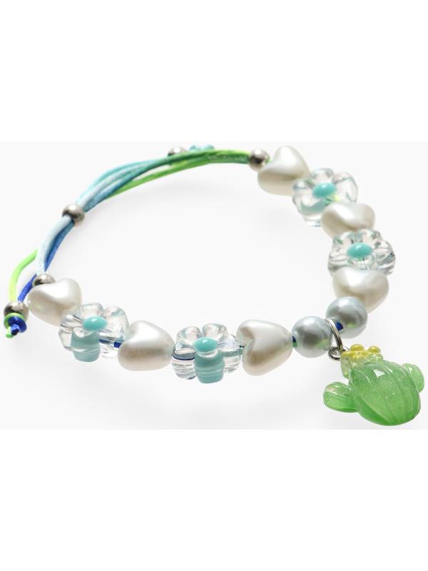 Браслет детский «Выбражулька» на затяжке, кактус с бусинами цветы, цветной