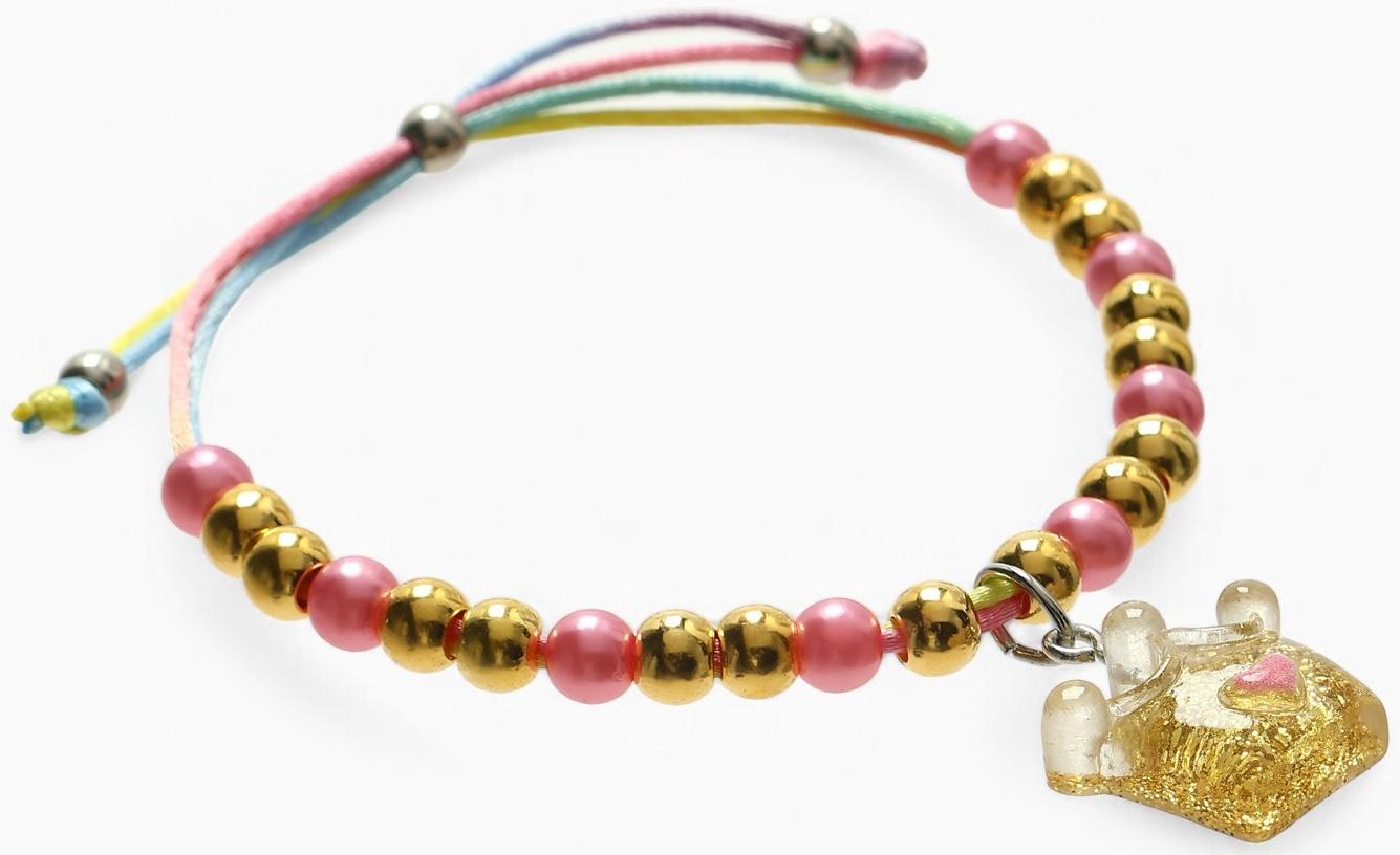 Браслет детский «Выбражулька» на затяжке, корона с бусинами, цветной