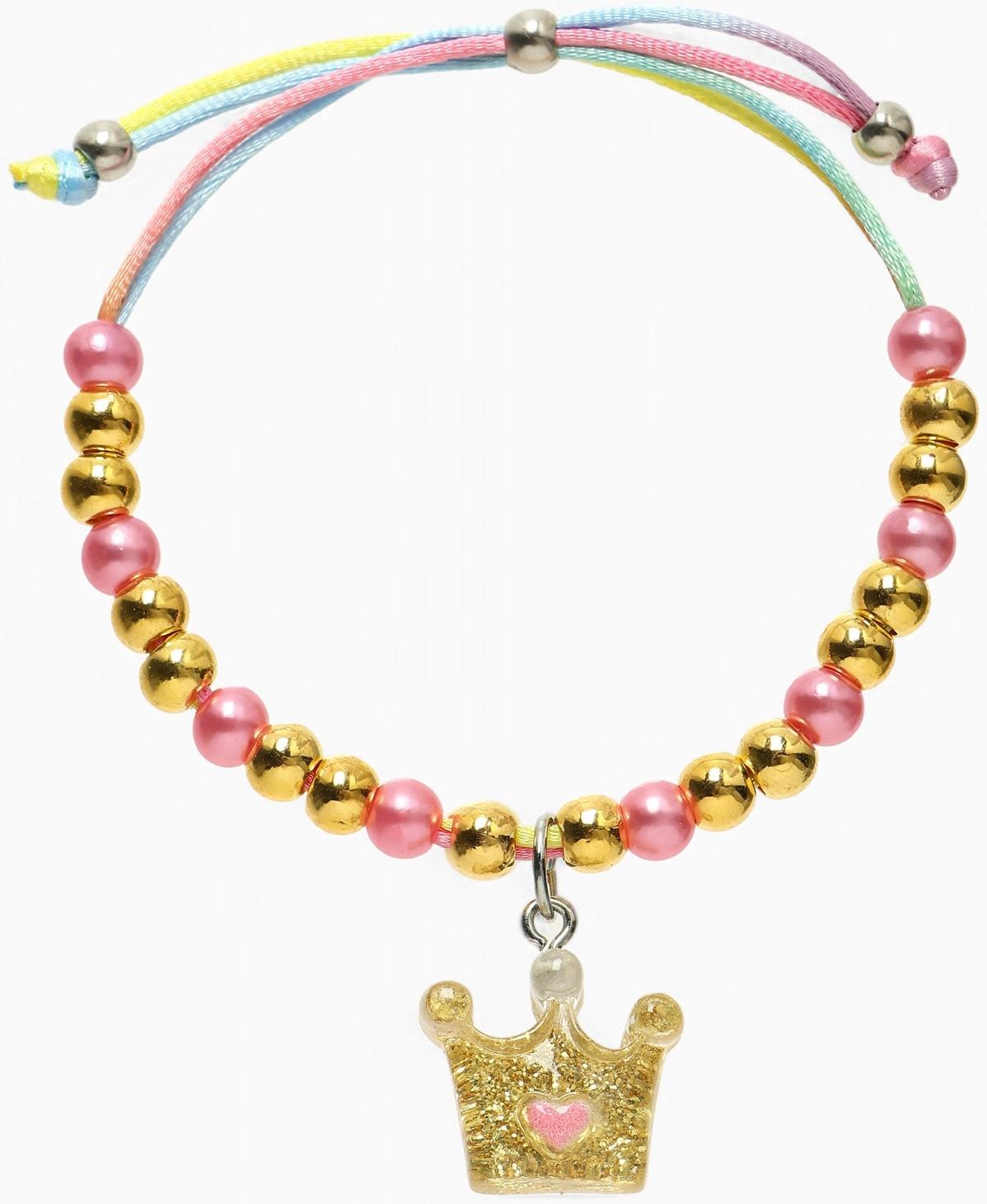 Браслет детский «Выбражулька» на затяжке, корона с бусинами, цветной