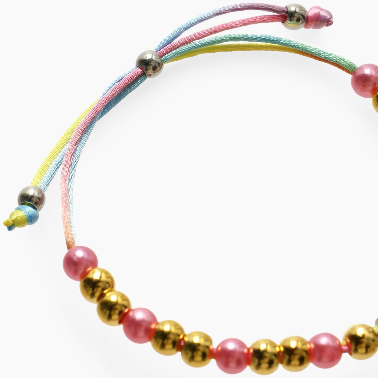 Браслет детский «Выбражулька» на затяжке, корона с бусинами, цветной