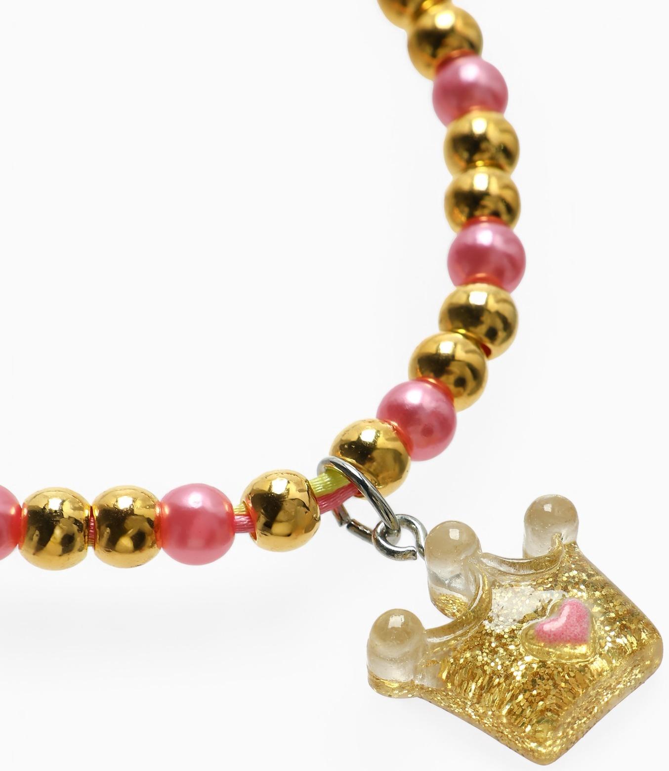 Браслет детский «Выбражулька» на затяжке, корона с бусинами, цветной